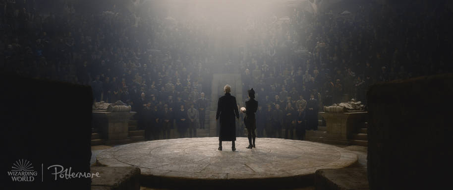 Gellert Grindelwald addressing a crowd in the Fantastic Beasts: Crimes of Grindelwald trailer