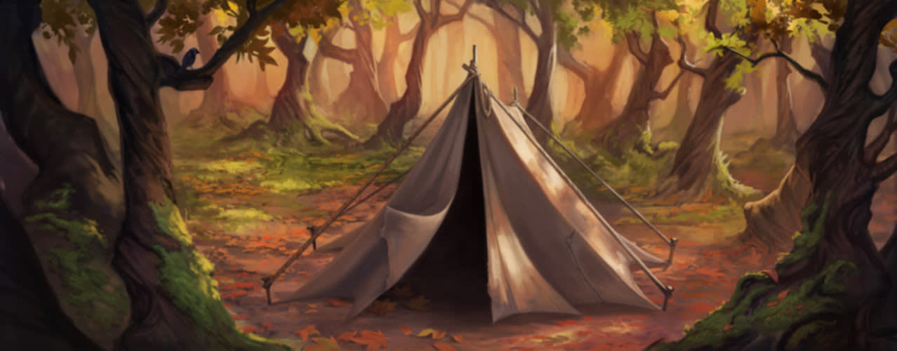 Harry Ron and Hermione's tent in the woods from the Deathly Hallows 