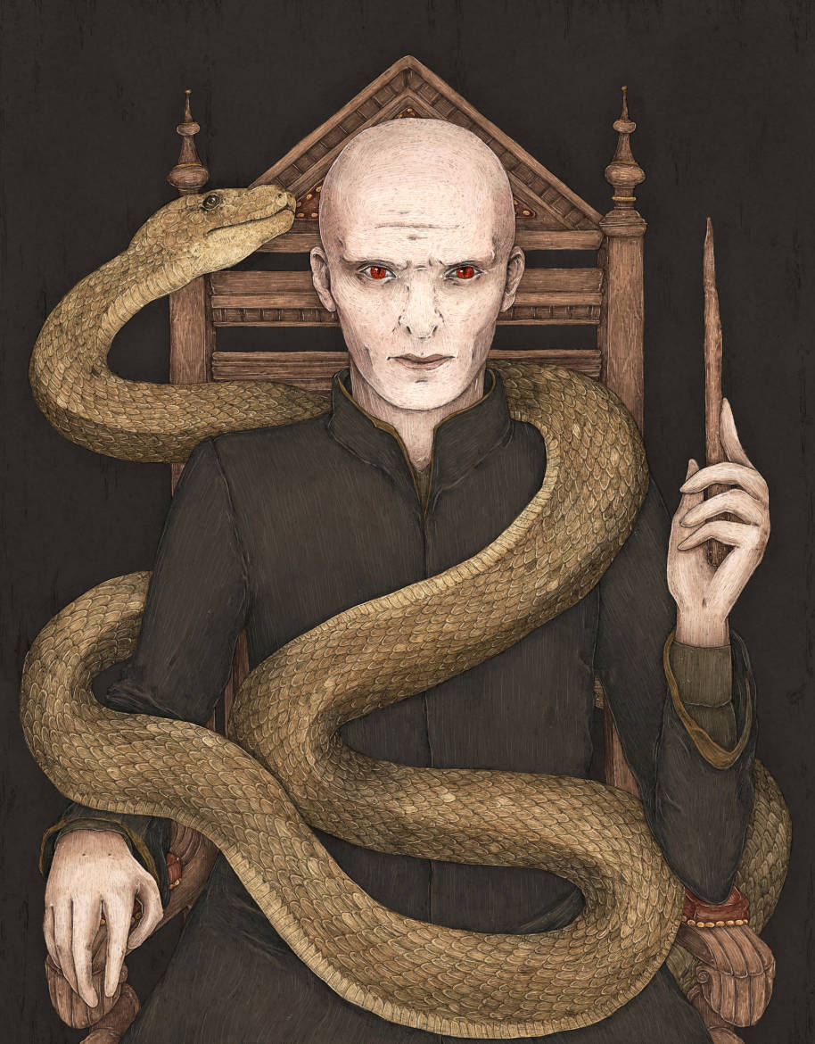 Illustration of Voldemort and Nagini by Jessica Roux