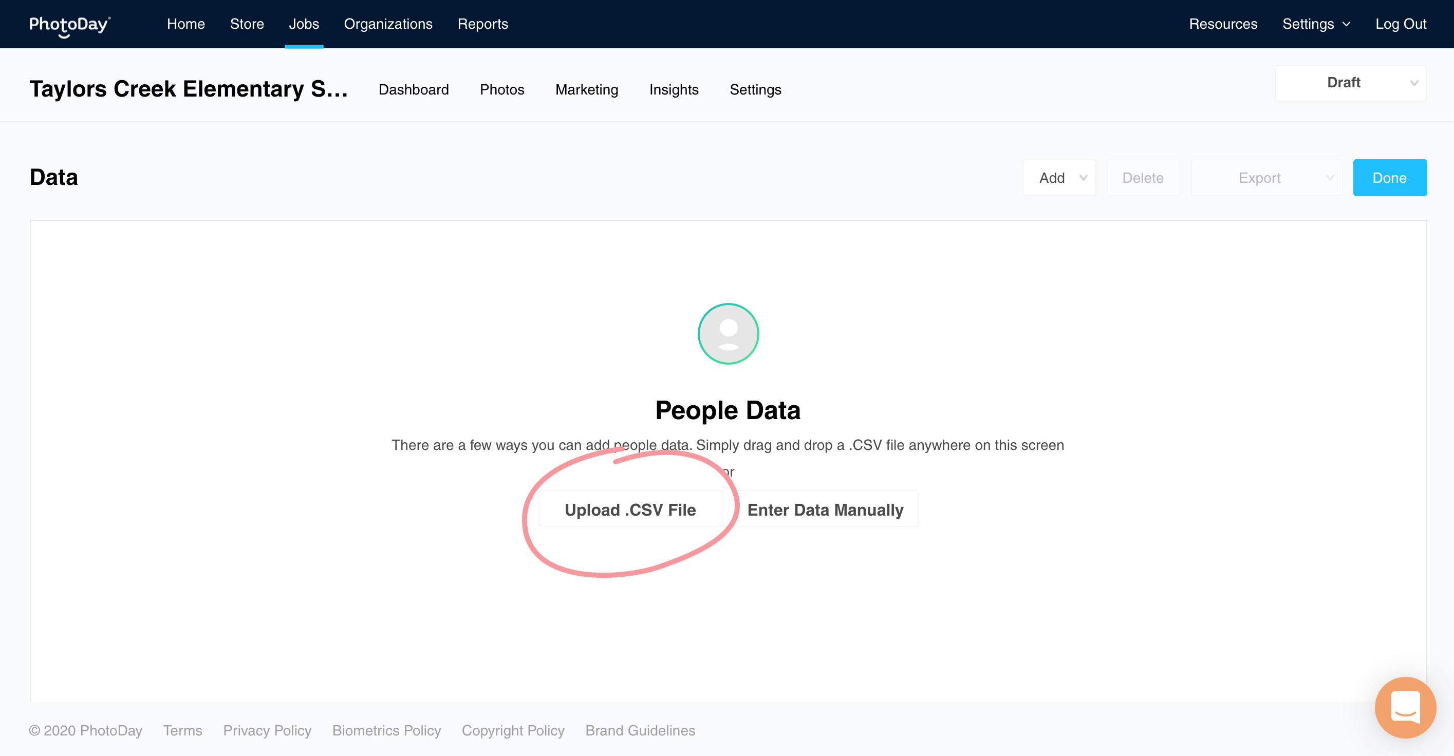 Upload CSV