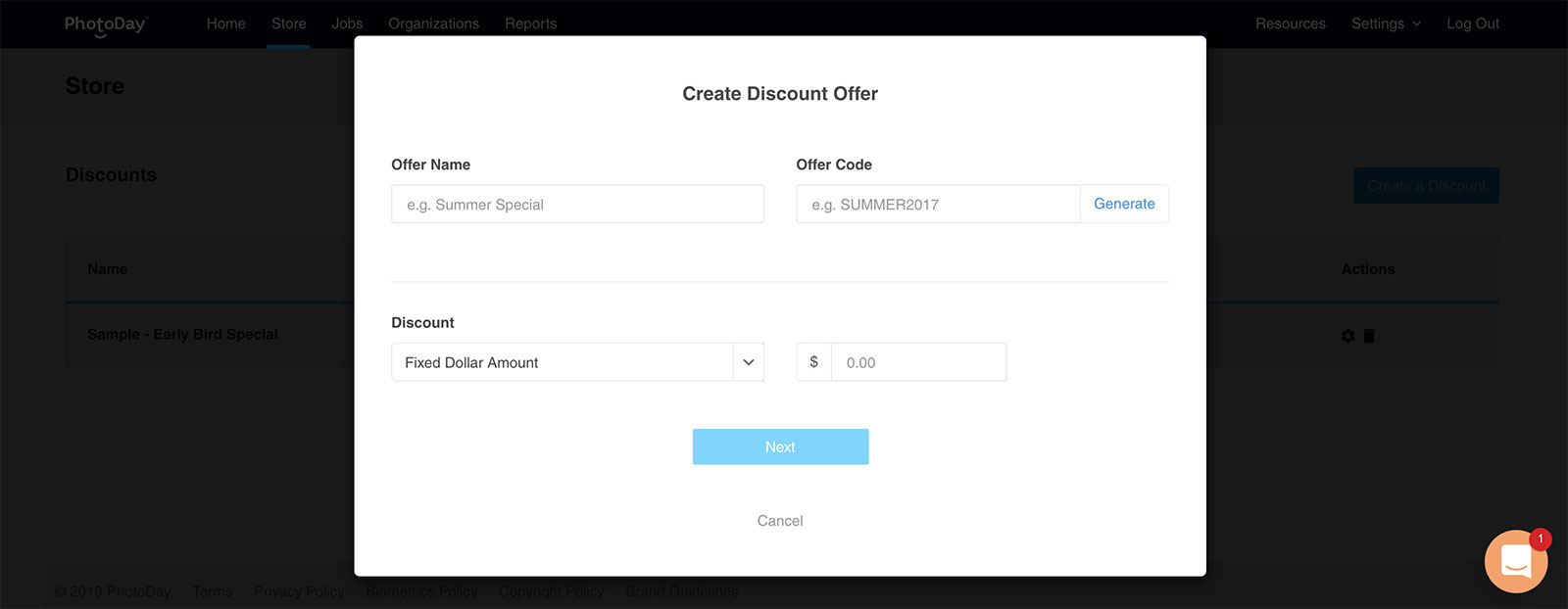 Store - Discounts - Modal