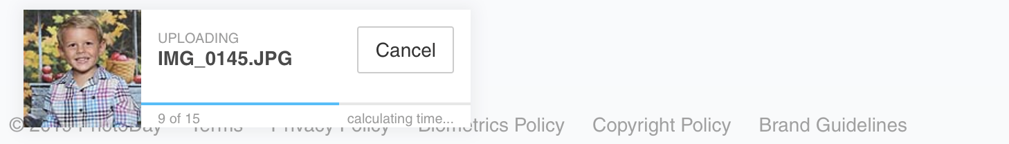 Upload progress window