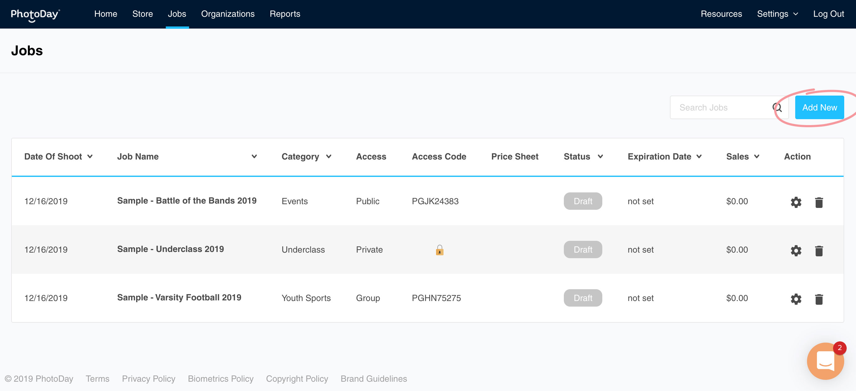 Job Section - Add New
