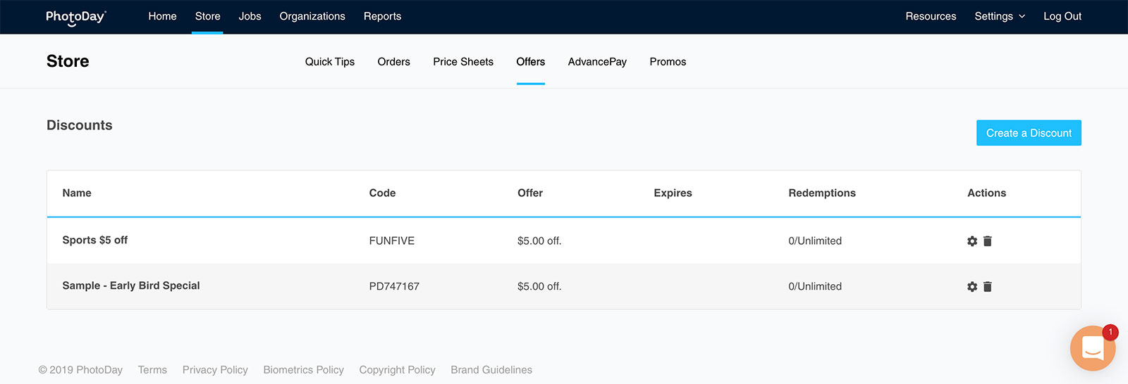 Store - Discounts - List complete