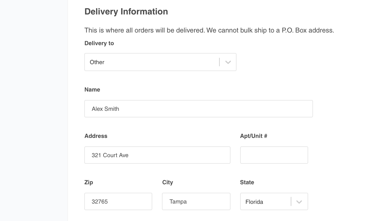 Delivery Information