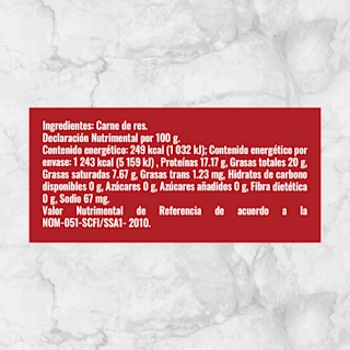81565 CARNE MOLIDA DE RES 80 20 Info Nutrimental