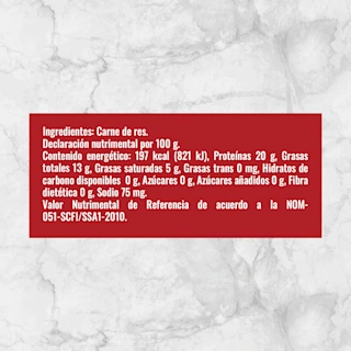 81323 BISTEC PARA ASAR DIEZMILLO DE RES Info Nutrimental