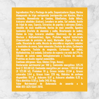 81386 NUGGETSAURIOS PEHUGA DE POLLO Info nutrimental