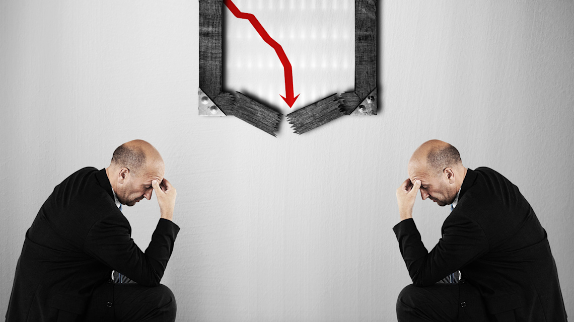 Fotolia_48302058 => Finanzen, Finanzkrise, Krise, schlechte Zahlen, Insolvenz, Crash, Pleite