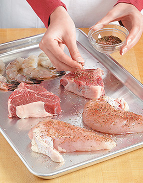 Use the same rub mixture on all three proteins; it's what harmonizes them when they are glazed.