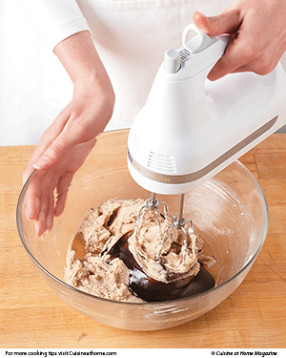 To make sure the beer syrup is evenly distributed, use a hand mixer to incorporate it into the dough.