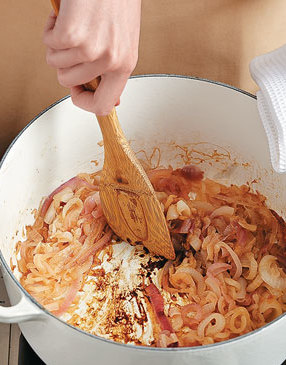 Caramelizing the onion requires a bit of patience to ensure they don't burn. Go slowly so they'll be sweet and tender.