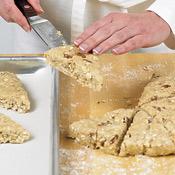 Bake scones 1 inch apart to seal their cut sides and to prevent them from drying out when stored.