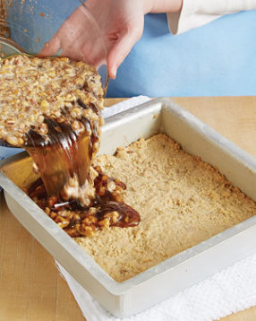 To ensure the filling doesn’t make the bars mushy, parbake the crust until the edges are lightly browned.