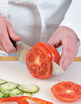 Cut the vegetables into thin slices with a sharp knife ahead of time for easy assembly.