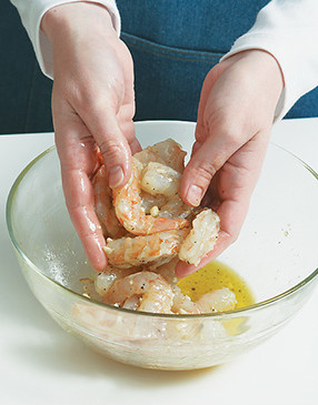 To bump up the flavor of the shrimp, toss them with the oil-lemon mixture, then marinate 5&ndash;10 minutes before grilling.