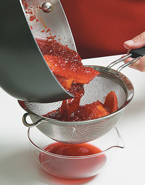 Use a fine-mesh sieve to catch the tiny cranberry seeds. Don't chill the syrup — it will thicken like jelly.