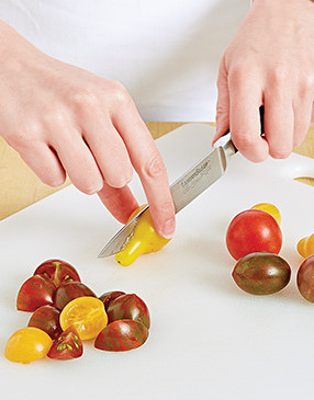 For a relish that isn’t too watery, look for heirloom pear and grape tomatoes rather than larger ones.