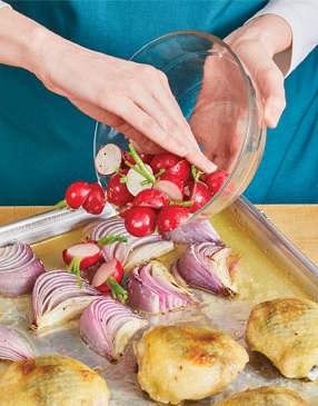 Add the radishes towards the end of roasting to ensure a crisp-tender texture and vibrant color. 