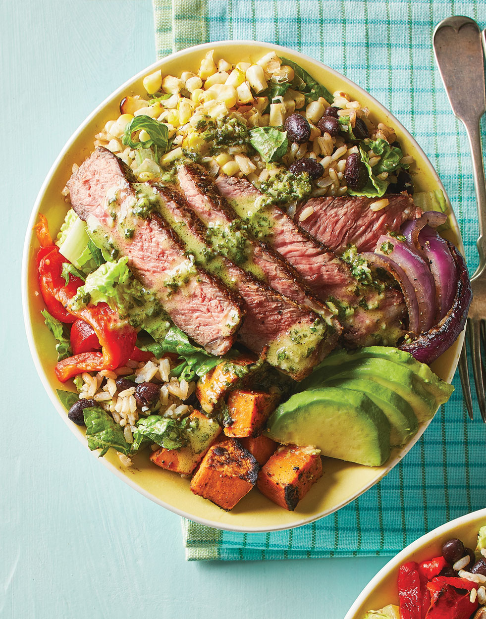 Grilled Steak Burrito Bowls with Fajita Veggies Recipe