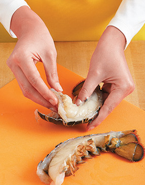 To ensure the flesh cooks through, loosen it from the shell with your fingers, but don’t remove it.