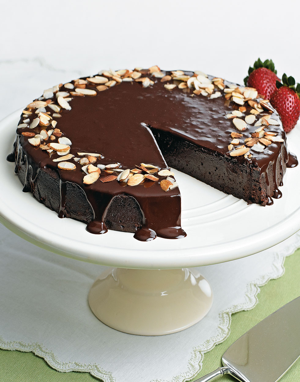 Chocolate-Almond Torte with Ganache Topping