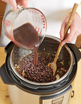 Cooking the rice and beans in the bean cooking liquid is traditional, and enriches the flavor of the dish.