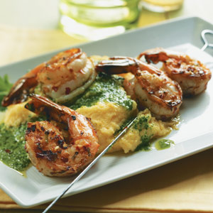 Shrimp Skewers with Cilantro Pesto