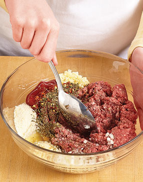 To prevent dense meatballs, don’t overwork the ingredients. Mix them just until combined.
