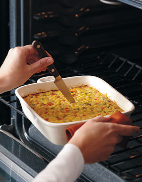 To test the casserole for doneness, use a paring knife. If it comes out clean, the casserole is ready.
