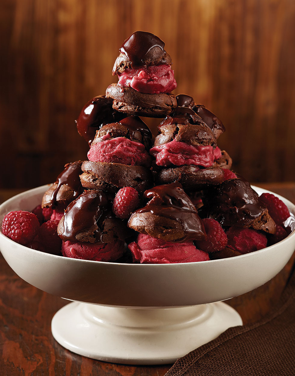 Chocolate Profiteroles with Raspberry Sorbet Recipe