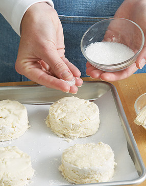 Coarse-grain sanding sugar gives the shortcakes loads of crunchy texture, but plain sugar is OK too.
