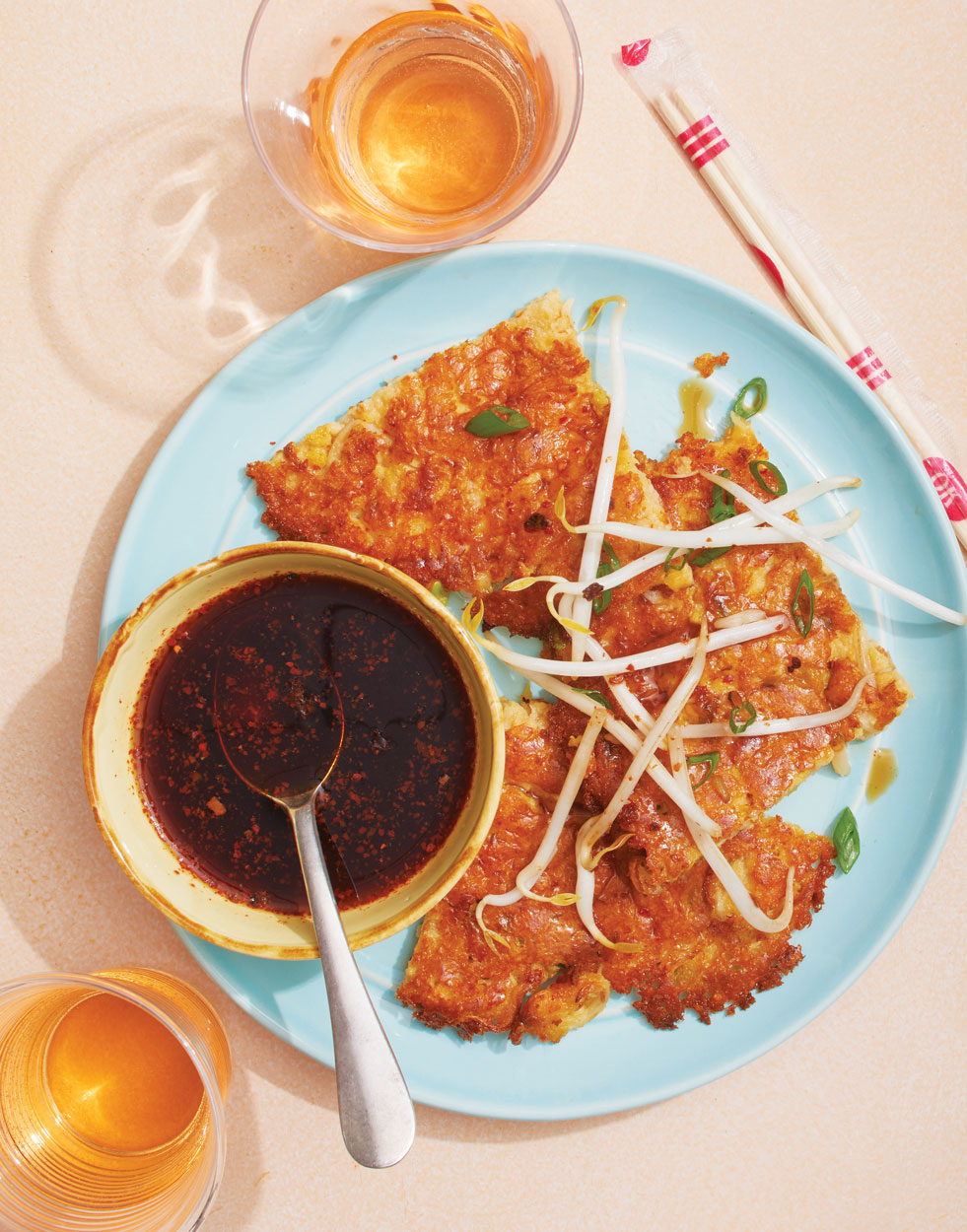 Mung Bean Pancakes with dipping sauce