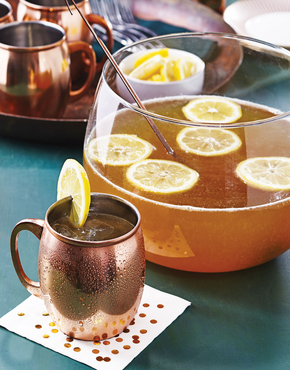 Brandy Mule Punch with Lemon Simple Syrup