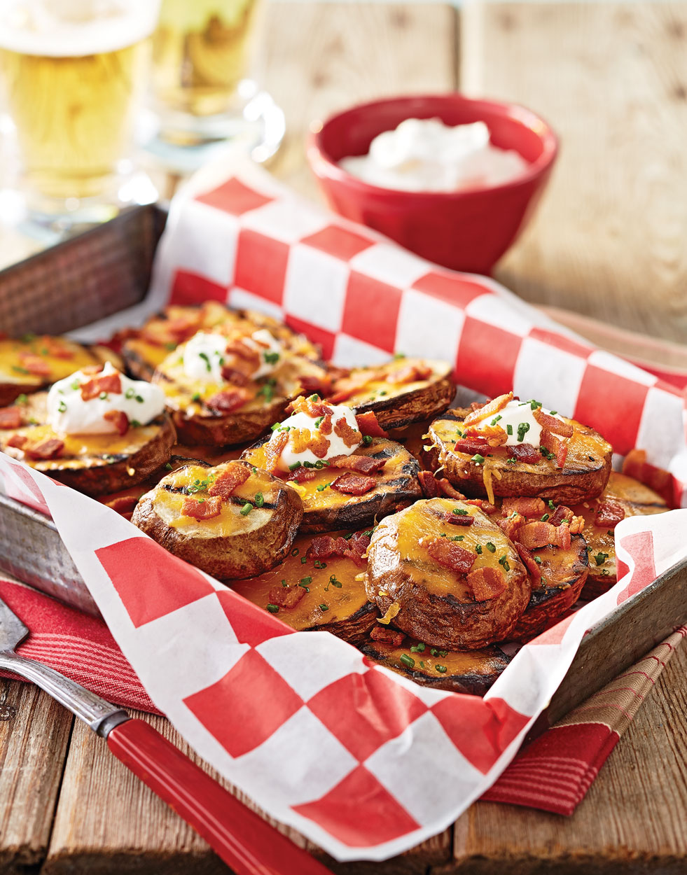 Grilled Potatoes with Bacon & Cheddar