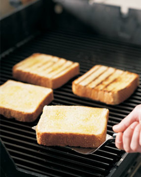 For open-faced sandwiches, grill thick slices of toast until crispy and lightly browned on both sides.