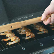 Arrange skewers on the grill with handles over the edge. Cover and grill 2 minutes per side.