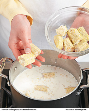 For the most flavor, simmer the cobs with the kernels in the dairy products to release more corn milk.
