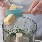 Using a food processor makes this job quick, but mixing by hand is also easy.