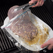 Remove steak from marinade; discard marinade. Grill steak, covered, for 3&ndash;4 minutes per side. Flip steak and finish grilling. 