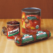 Chipotle chile peppers and fire-roasted tomatoes both are sold in cans. Look for chorizo in a tube.