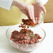 You must cook the bacon before mixing with the ground beef &mdash; otherwise, it&rsquo;ll be rubbery.