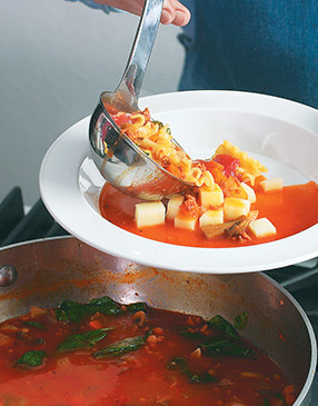 Ladle soup over cheese to soften. For the best melting, let stand briefly before serving.
