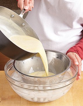 As soon as the eggnog reaches 160 degrees, pour it into a bowl set in ice water to cool it quickly.