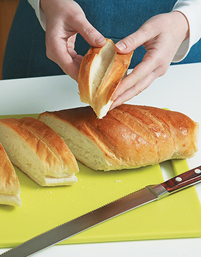 For more flavor and a crunchy texture make your own buns. It's easy with a loaf of soft French bread. If you don't want to make your own, look for top-sliced buns at the store.