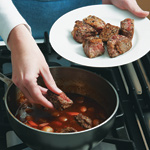 Add browned steak back to the pan and return stew to the oven to finish cooking, 15 minutes more.