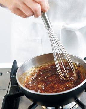 Bring glaze to a boil, then reduce heat to low and simmer, whisking constantly, for 2&ndash;3 minutes.