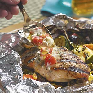 Grilled Chicken and Summer Vegetables En Papillote