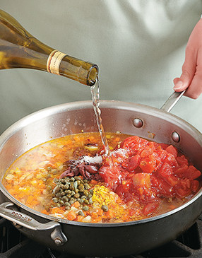 Use a good bottle of wine — one that you can also serve. Reducing the mixture intensifies the flavors.
