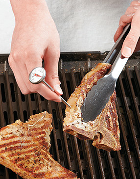 Since the meat is so pale, temping veal for doneness is a more accurate test than using color.